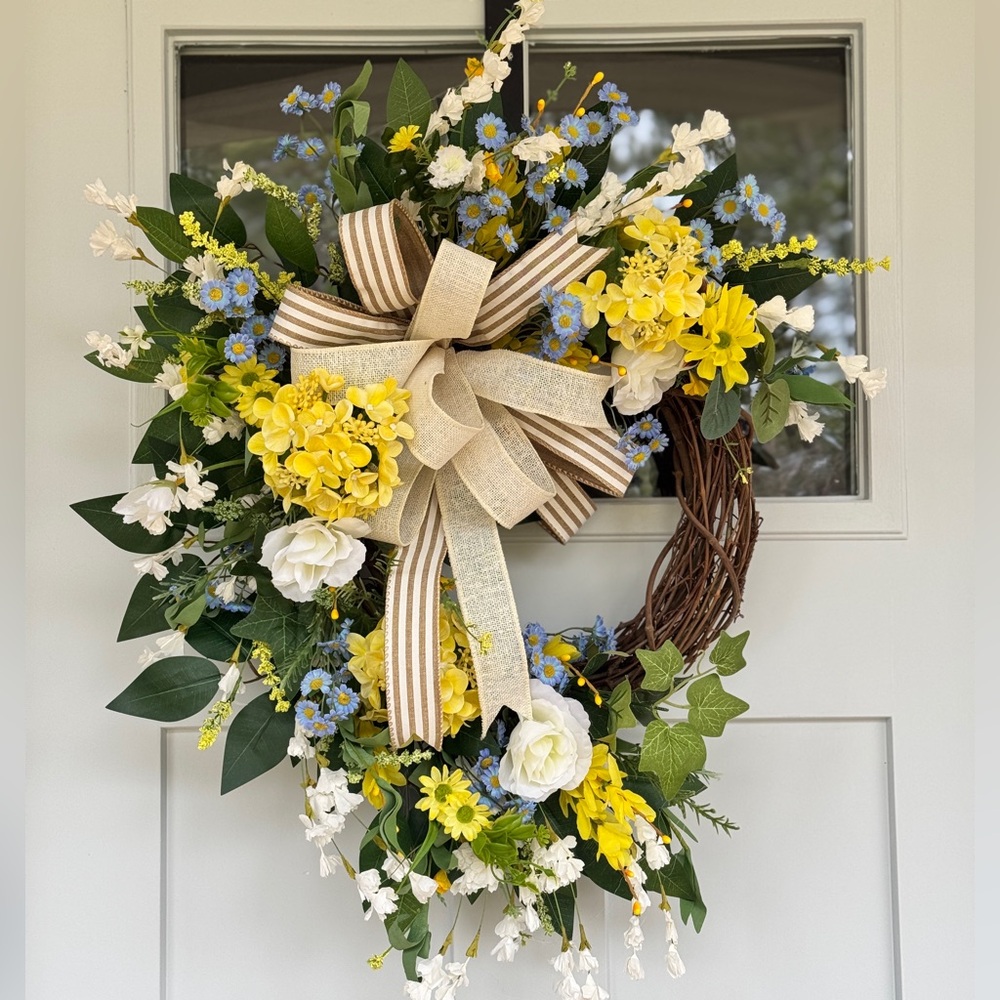 Yellow and Blue Floral Wreath